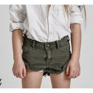 New One Teaspoon Militaire Bandits Shorts Girls 12-14 Olive Army Green Low Waist